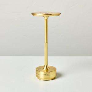 Portable Indoor Outdoor LED Tabletop Lamp Brass Rechargeable No Assembly Hearth Hand with Magnolia