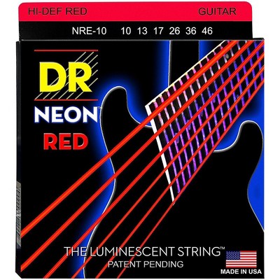 DR Strings Hi-Def NEON Red Coated Medium (10-46) Electric Guitar Strings