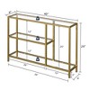 Neutypechic Modern Metal Narrow Console Table Rectangle Entryway Table with Storage, Iron Frame, Tempered Glass Top - 40" × 9" - 3 of 4