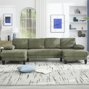 Mocamel 114'' U-Shaped Sectional Sofa with Double Chaise, 4-Seat Oversized Couch for Living Room,Green - 1 of 4