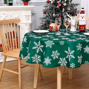 Snowflakes Christmas tablecloth, white Xmas tablecloth, gray Christmas tablecloth, new year tablecloth - 1 of 4