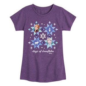 Girls' - Frozen 2 - Magic Of Snowflake Fitted Short Sleeve Graphic T-Shirt - 1 of 4
