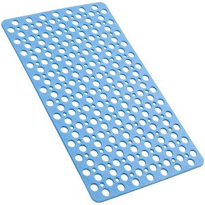 Swtroom 30 x 17 Inch Bathroom Non Slip Shower Mat with Suction Cup and Drain Hole Bathtub Nonslip Mat, Super Soft PVC Bathroom Mat Blue - 1 of 4