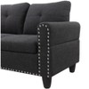 Okak 98" L-Shaped Sectional Couch with Movable Ottoman&2 Throw Pillows, Modern Linen Upholstered Sofa Chaise for Living Room,Apartment, Charcoal Gray - 3 of 4