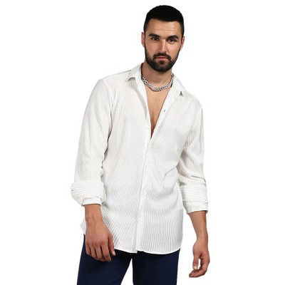 Campus Sutra Men Men's Chalk White Pleat-Creased Shirt