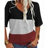 Imily Bela Women's Fashion V-Neck T-Shirt with Short Sleeves and Color-Block Basic Top - 2 of 4