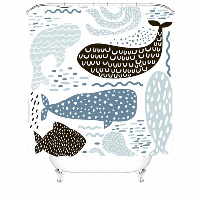 Whale Pattern Shower Curtains for Bathroom Waterproof Fabric Bath Curtain Durable Soft Stylish Bathroom Decor 72x72 Inch