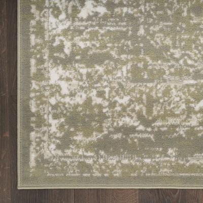 Olive Green Synthetic Medallion Rectangular Area Rug 8' x 10'