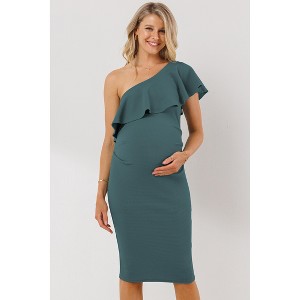 Hello Miz Women's Ruffled One Shoulder Maternity Dress - 1 of 4