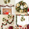 16 in Christmas Wreath with Flowers, Berries & Pine Cones for Fireplace Wall Window Table Centerpiece Decoration, Gold - 2 of 4