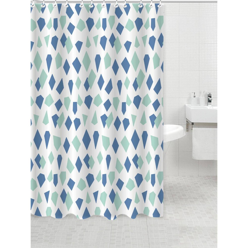 Photos - Shower Curtain Sideways PEVA  Blue - Moda at Home