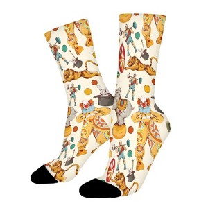 Circus Doodle Sketch Color Pattern Women Printed Crew Socks Funny Funky Socks Soft Polyester Novelty Gifts for Artists Men - 1 of 1