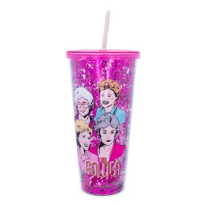 Silver Buffalo The Golden Girls Confetti Carnival Cup With Lid and Straw | Hold 32 Ounces - 1 of 4
