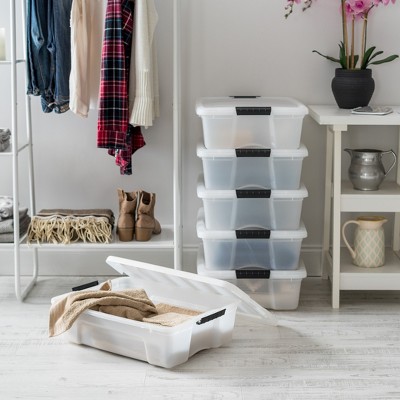 Clear Stackable Plastic Storage Bins with Lids, 6 Piece Set