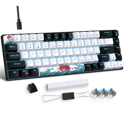 V800 68 Keys Gaming Keyboard USB Wired Portable RGB Backlight Keyboard for Windows Laptops Computer (White)