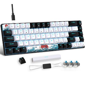 V800 68 Keys Gaming Keyboard USB Wired Portable RGB Backlight Keyboard for Windows Laptops Computer (White) - 1 of 4