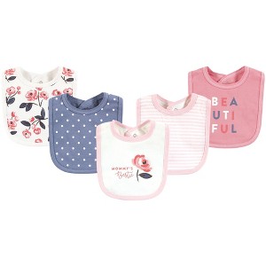 Touched by Nature Infant Girl Organic Cotton Bibs, Bubblegum Floral, One Size - 1 of 4