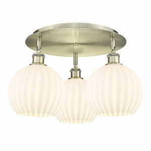 White Venetian - 3 Light Flush Mount In Modern Style-11 Inches Tall and 19.75 Inches Wide - 1 of 1