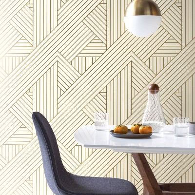 Metallic Ribbon Peel &#38; Stick Wallpaper Gold/Ivory - Project 62&#8482;_2