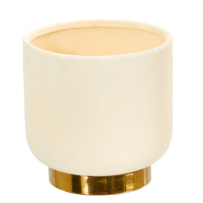 Nearly Natural 8-in Elegance Ceramic Planter with Gold Accents