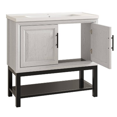 Festivo Modern White and Black Ceramic Single Sink Vanity