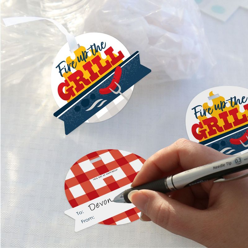 Big Dot of Happiness Fire Up the Grill - Summer BBQ Picnic Party Clear Goodie Favor Bags - Treat Bags With Tags - Set of 12, 3 of 9