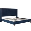 NicBex Velvet Queen/King Bed Frame,Upholstered Bed Frames with Nailhead Trim Wingback,Platform Bed with 54" High Headboard for Adults,Teens,Children - 2 of 4