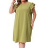 Agnes Orinda Women's Plus Size Ruffle Cap Sleeve Knee Length Beach Summer Casual A Line Dresses - 2 of 4
