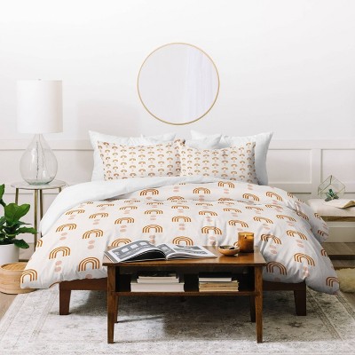 Little Arrow Design Co Aria Geometric Rainbows Duvet Set - Deny Designs