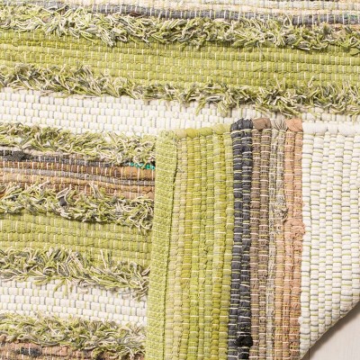 Coastal Charm Handwoven Blue Ikat Flatweave Wool-Cotton Rug