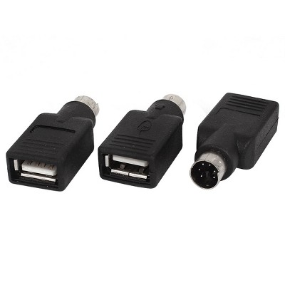 Unique Bargains USB to PS/2 Adapter, 3 PCS Black USB Female to PS/2 Male Connector Converter Adapter for Mouse Keyboard, Black