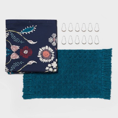 14pc Leap Kala Floral Shower Bundle Set Navy - Threshold™