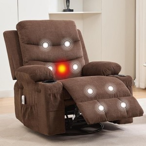 Recliner Chair Nursery, Manual Reclining Rocking Chair, 360 Swivel Glider with Cup Holder, Massage and Heat Recliner, Indoor Single Sofa Chairs - 1 of 4