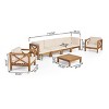 Christopher Knight Home Jeremy 7 piece Outdoor Acacia Wood Sectional Seating Set with Slatted Coffee Table and Cushions - 3 of 4