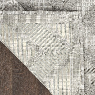 Silver Grey Diamond Flatweave Indoor Outdoor Area Rug 7' x 10'
