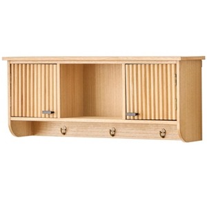 Nordlys Wall-mounted Wooden Coat Rack with 2 Doors Industrial Style Entry - 1 of 4