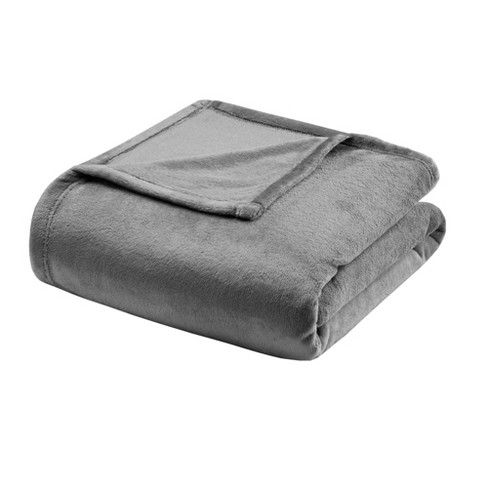 Full queen Microlight Plush Bed Blanket Charcoal Target