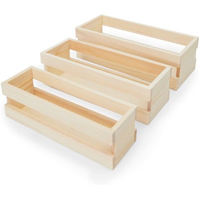 Set of 3, Wooden Storage Container, Desk Organizer for Home & Office, Assorted Sizes, Natural