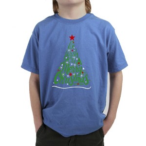 LA Pop Art We Wish You A Merry Christmas - Boy's Word Art T-Shirt - 1 of 4