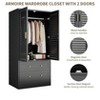 White Wardrobe Armoire with 2 Shutter Doors & 2 Drawers, Hanging Rod, Freestanding Wooden Closet, Large Capacity Storage for Bedroom - 4 of 4