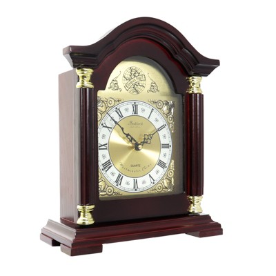 Bedford Clock Collection Redwood Mantel Clock with Chimes