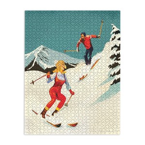 The Whiskey Ginger Retro Skiing Couple Jigsaw Puzzle - Deny Designs - 1 of 2