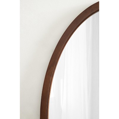 Walnut Brown Oval Wood Framed Bathroom Vanity Mirror