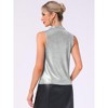 INSPIRE CHIC Women's Metallic Cowl Neck Ruched Sleeveless Party Shiny Blouse - 3 of 4