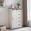 5 Drawers Dresser w/Sliding Barn Door, Farmhouse Modern Tall Dresser 5 Chest of Drawers - 2 of 4