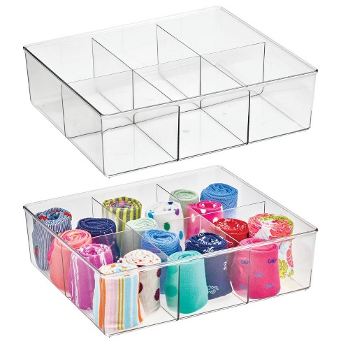 mDesign Long Plastic Drawer Organizer Box, Storage Organizer Bin CONTAINER; for Closet