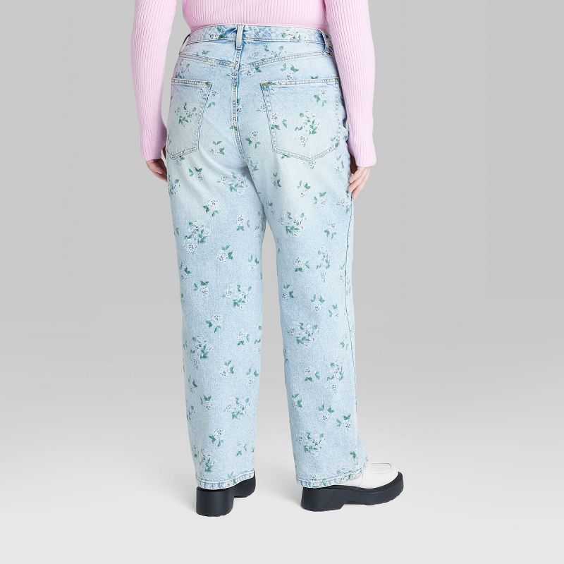 Women's 90's Relaxed Straight Jeans - Wild Fable™ Light Blue Floral, 4 of 11