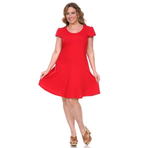 Women's Plus Size Fit And Flare Cara Dress Red 1x - White Mark : Target