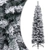 vidaXL Slim Artificial Christmas Tree with LEDs&Ball Set Accessory Ornament Festival Holiday Party Home Artificial Tree Xmas Decoration Green - 2 of 4