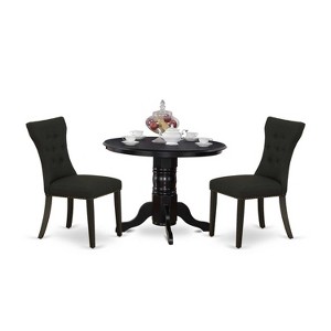 3-Piece Black Finish Solid Wood Top-Round Dining Room Set-Seats 4 - 1 of 4